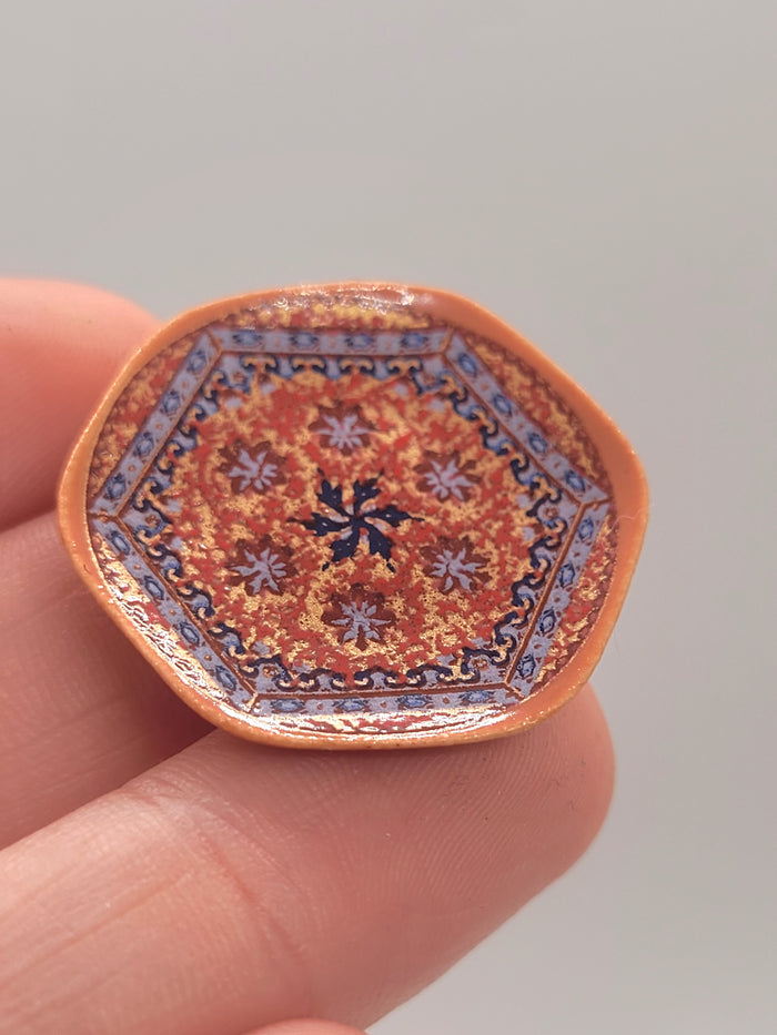 Ceramic Plate with Red and Blue Design