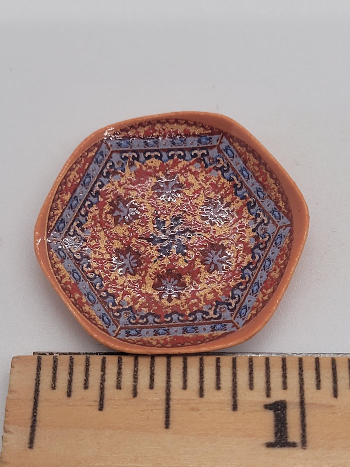Ceramic Plate with Red and Blue Design