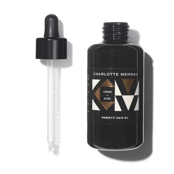 Charlotte Mensah Manketti Hair Oil bottle for dry, frizzy and textured hair