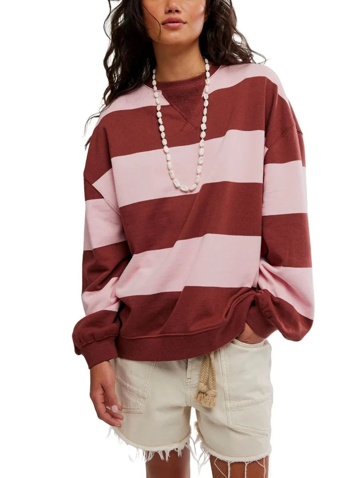 Classic Stripe Crew - Strawberry Wine Combo
