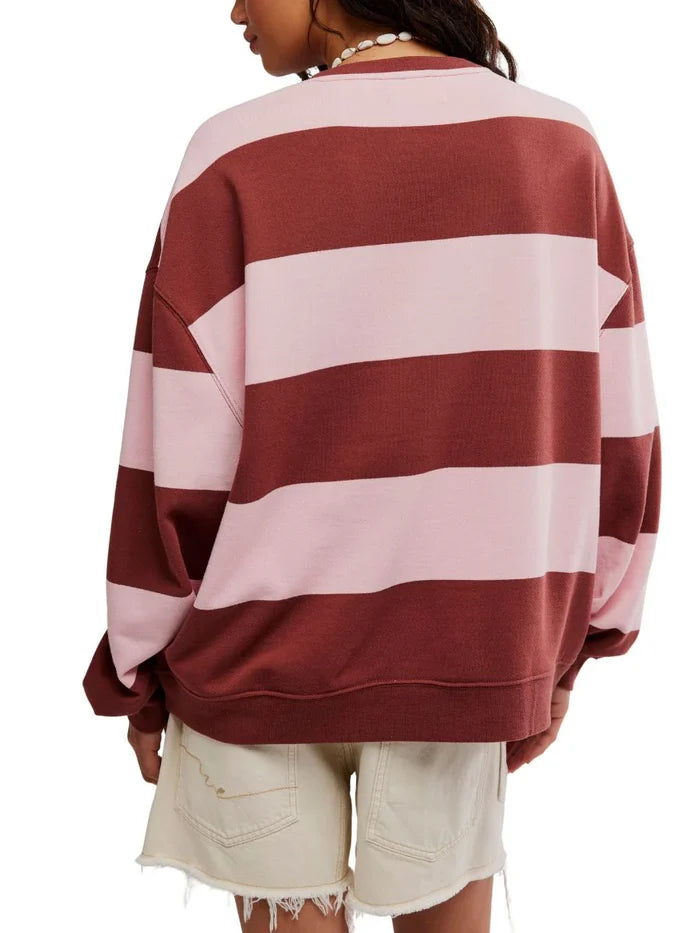 Classic Stripe Crew - Strawberry Wine Combo