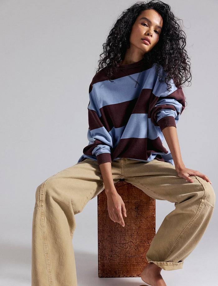 Classic Stripe Crew Wide - Periwinkle Combo