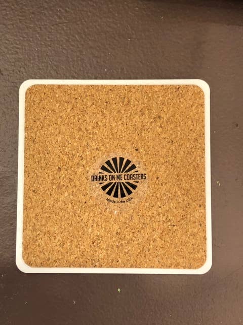 Drinks on Me Coasters cork coaster back