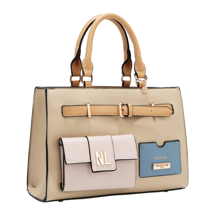COLORBLOCK POCKET SATCHEL BAG