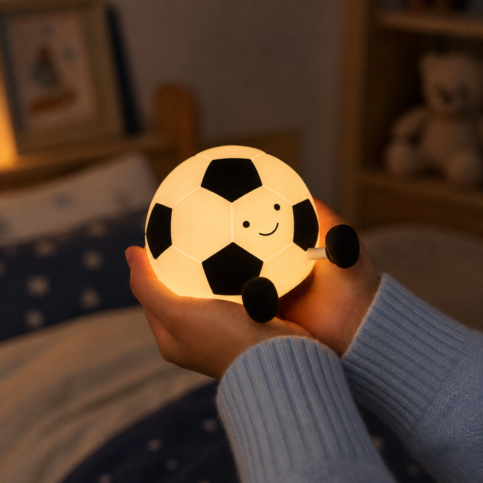 cute football LED silicone night light USB rechargeable bedside lamp for kids bedroom