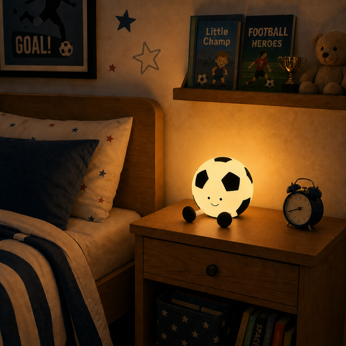 cute football LED silicone night light USB rechargeable bedside lamp for kids bedroom