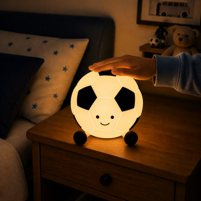 cute football LED silicone night light USB rechargeable bedside lamp for kids bedroom