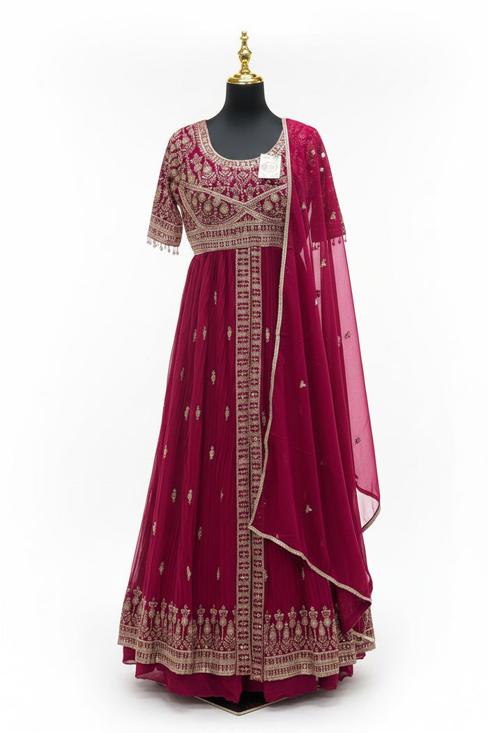 Dark pink Anarkali set