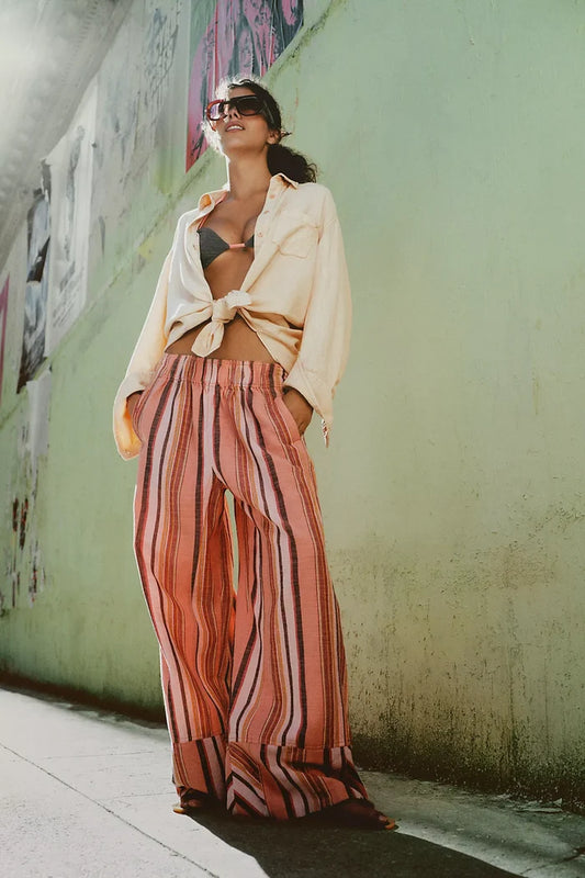 Days End Solar Linen Stripe - Soft Coral Combo