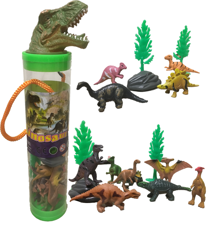 Dinosaur Figurines with T-Rex Head Topper