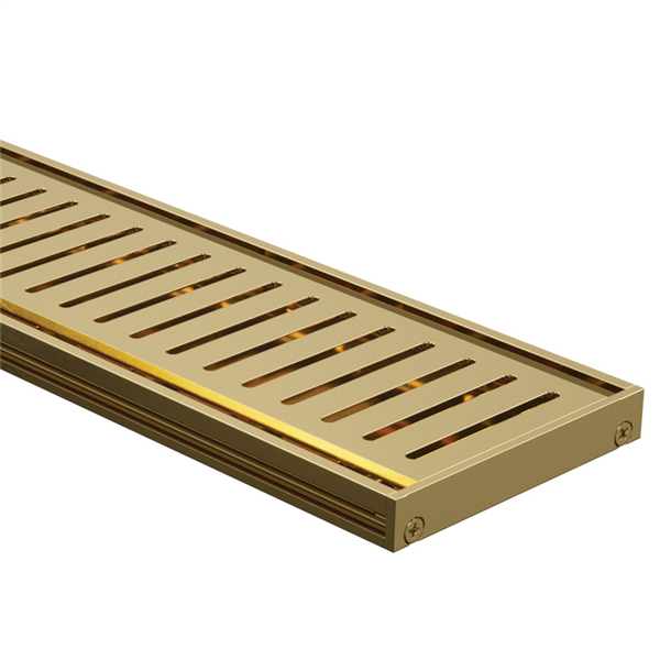 Drainlab - Linear Drain Slotted Grate - 1200mmL x 15mmH - Gold / Brushed Brass - Image 1