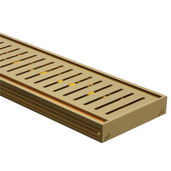 Drainlab - Linear Drain Slotted Grate - 3600mmL x 20mmH - Gold / Brushed Brass - Image 1