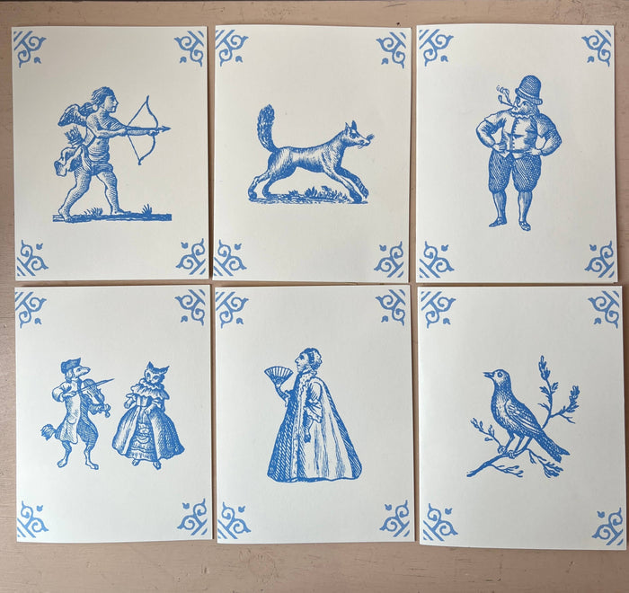 Dutch Tile Cards: Dog and Cat