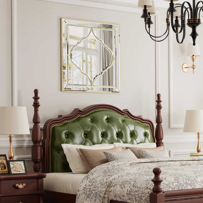 Elegant Square Wall Silver Glass Decorative Accent Mirror Golden Rim for Hallway