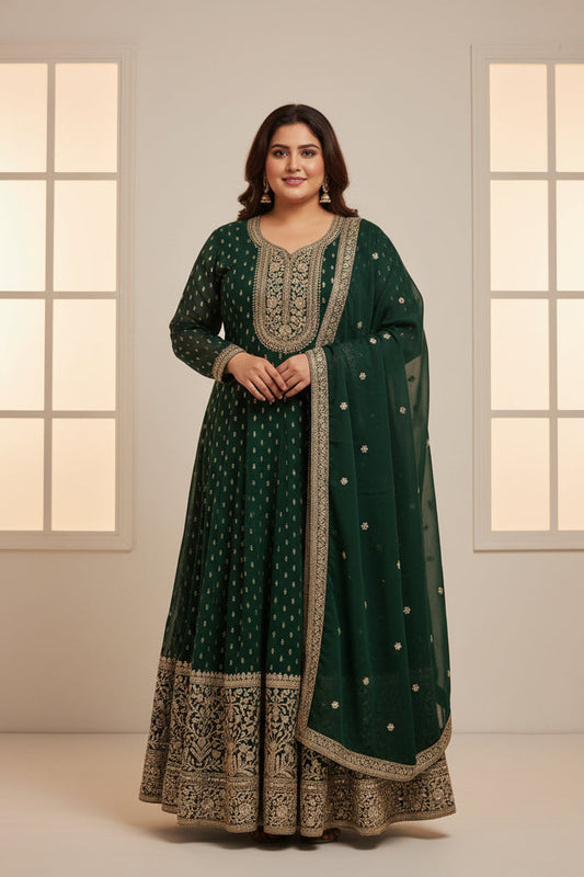 Emerald green Anarkali suit : for wedding guests