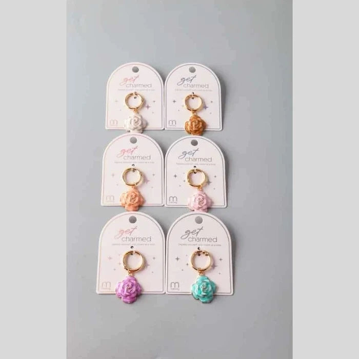 Enamel Rose Ring Charm – Floral Clip-On Keyring & Jewelry Accessory (CR1128)