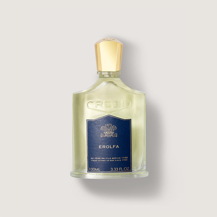 Erolfa 100ml Bottle - navy label, gold cap, front view | Creed Fragrances