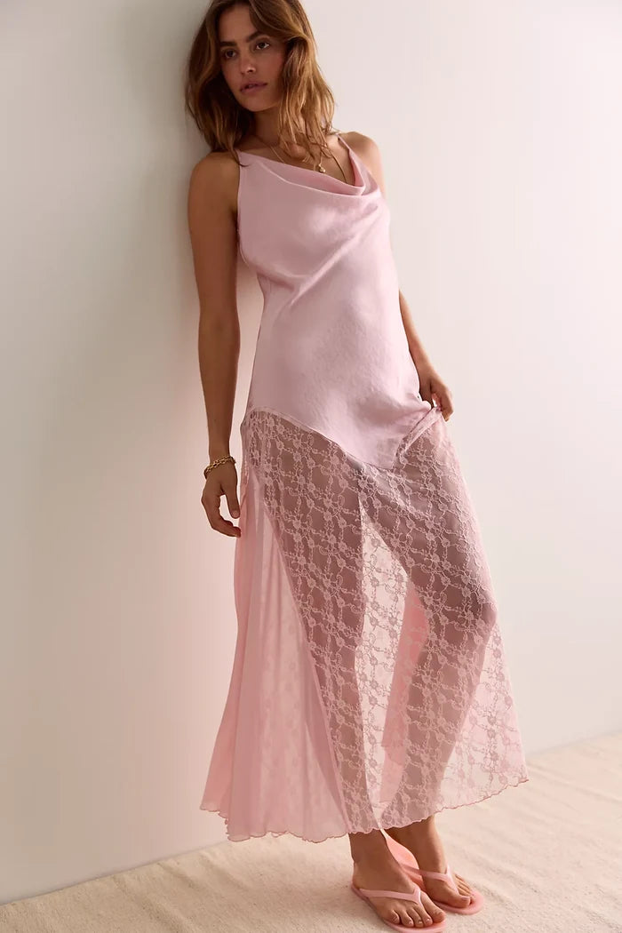 Evening Soirée Maxi Slip - Pink Lotus