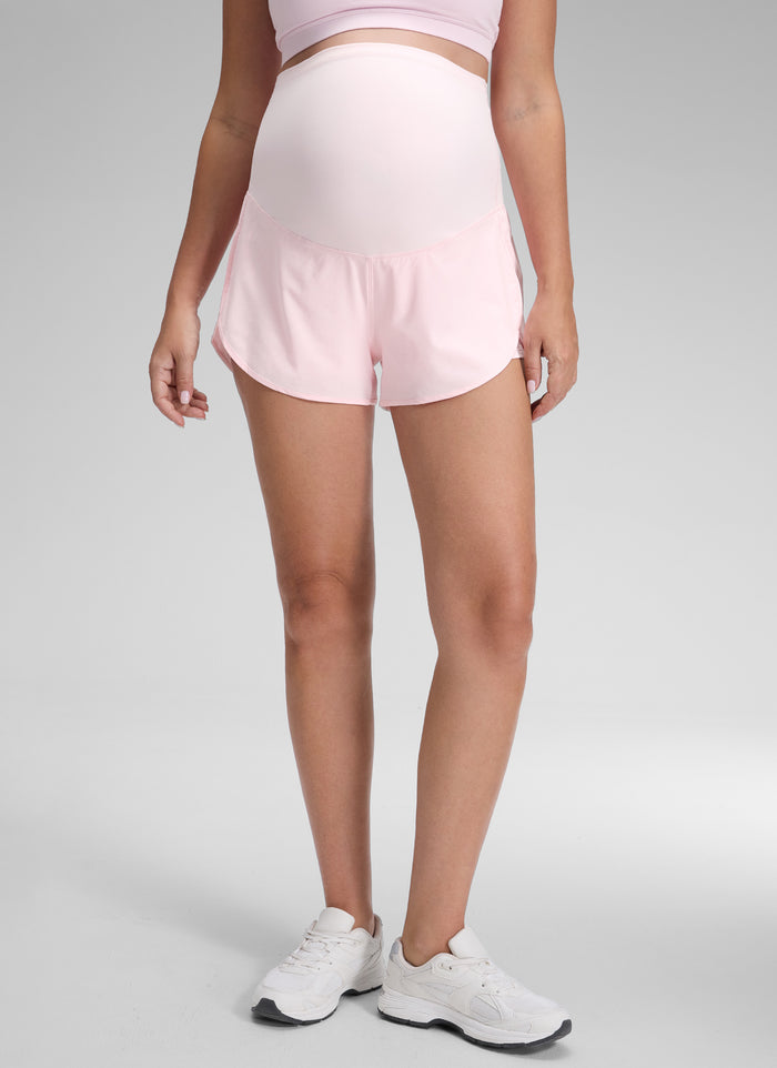 CRZ YOGA Women's Feathery-Fit Soft Maternity High Waisted Shortrs Strawberry Pink