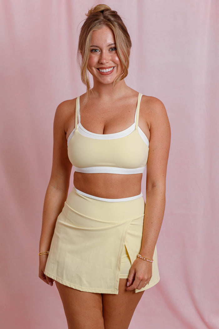 Double Layer Sports Bra- Butter Yellow Active Bra- Kimberly C Sports Bra