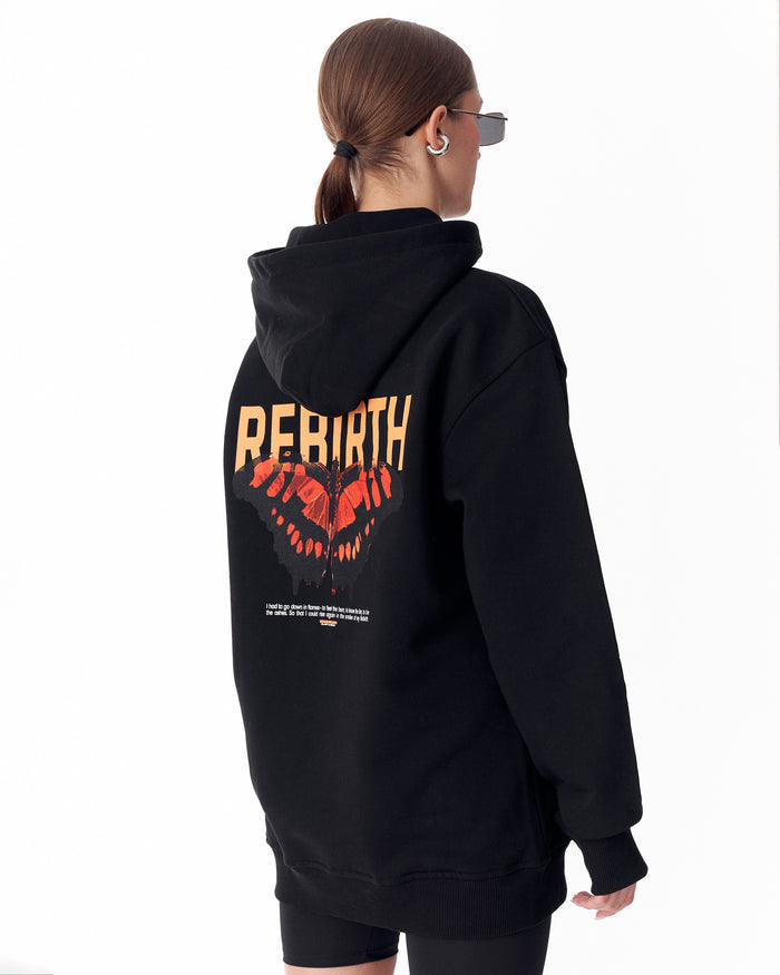 Flare Rebirth Women's 3D Printed Oversized Black Hoodie (7)
