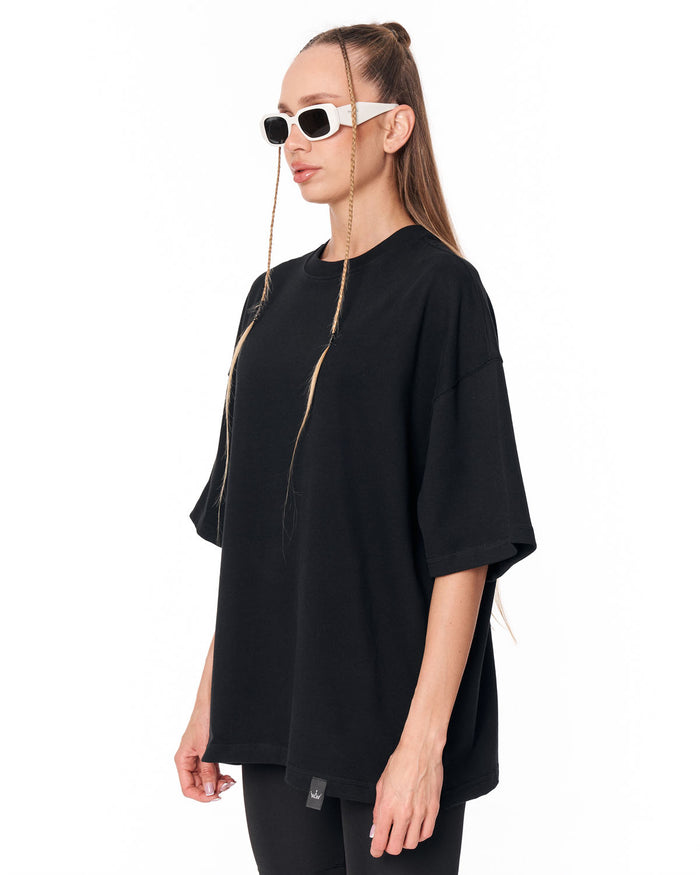 Follow The Stream Black Oversized T-Shirt with bold back slogan