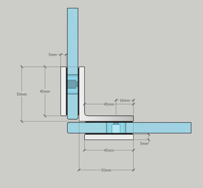 Frameless shower glass BRACKET SQUARE GLASS TO GLASS 90 Degrees - Image 17
