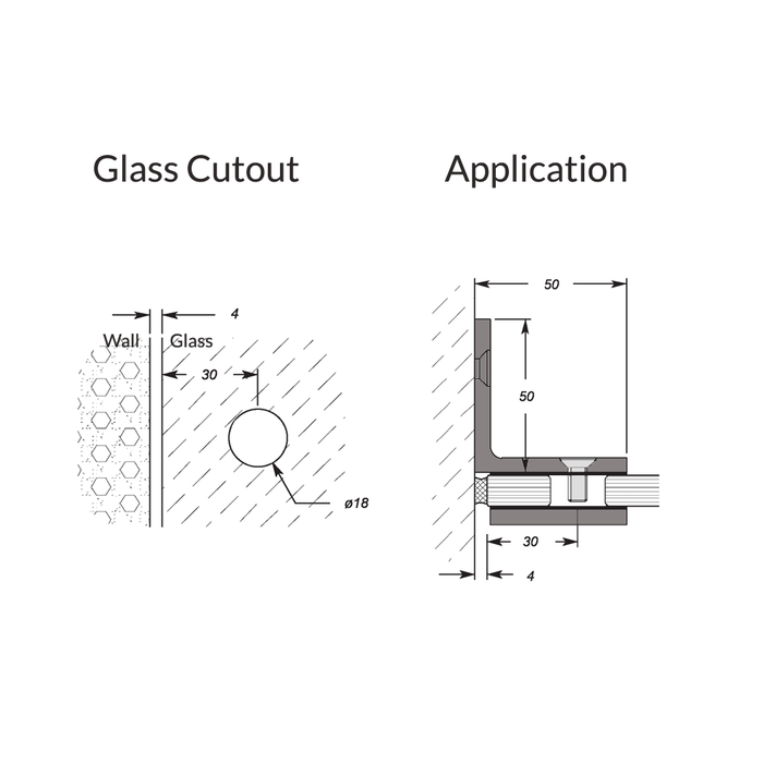 Frameless shower glass BRACKET SQUARE GLASS TO WALL 90 Degrees - Image 21