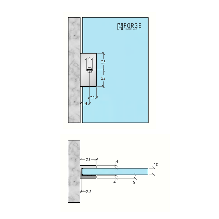Frameless shower glass U BRACKET SQUARE 10mm glass - Image 26