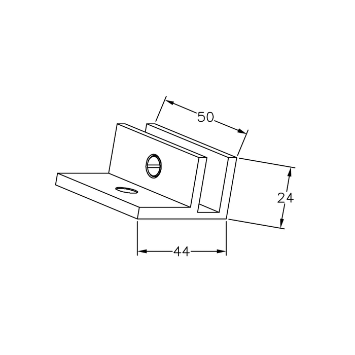 Frameless shower glass U BRACKET SQUARE WITH HORIZONTAL LEG 10mm glass - Image 13