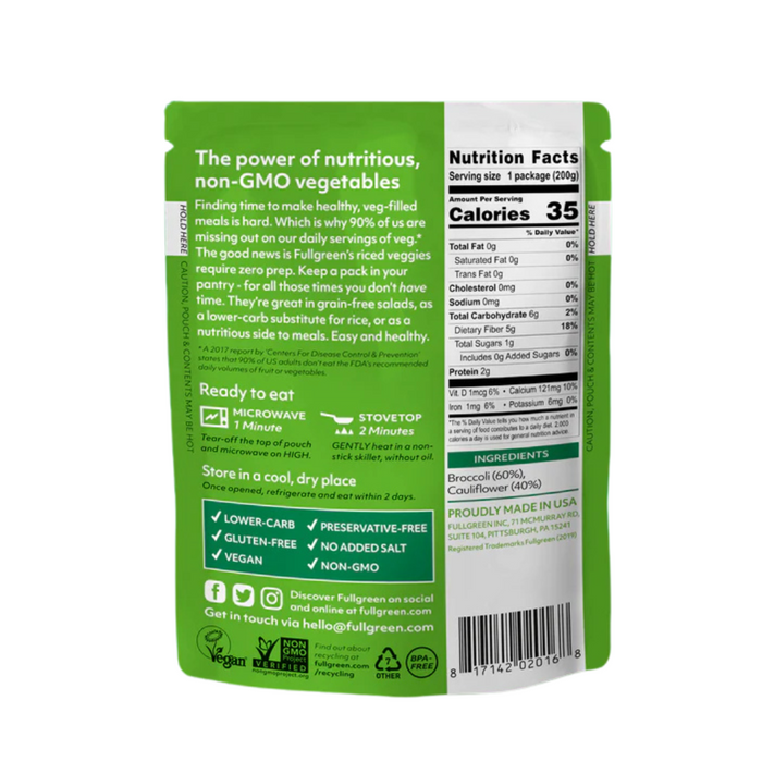 Fullgreen Riced Cauliflower & Broccoli Rice 200g