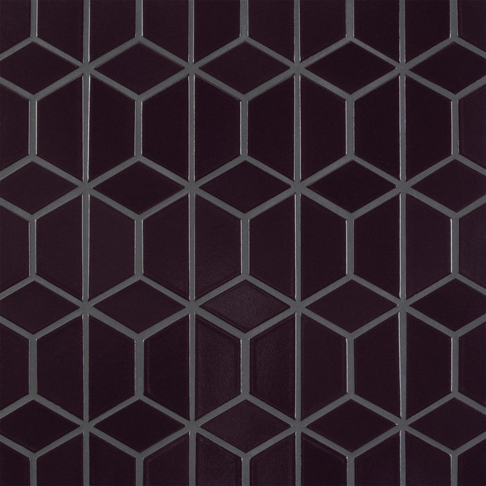 Caption: Classic Field Half Hex & Little Diamond in G127 Nightfall. Prism Charcoal grout by Custom Building Products.