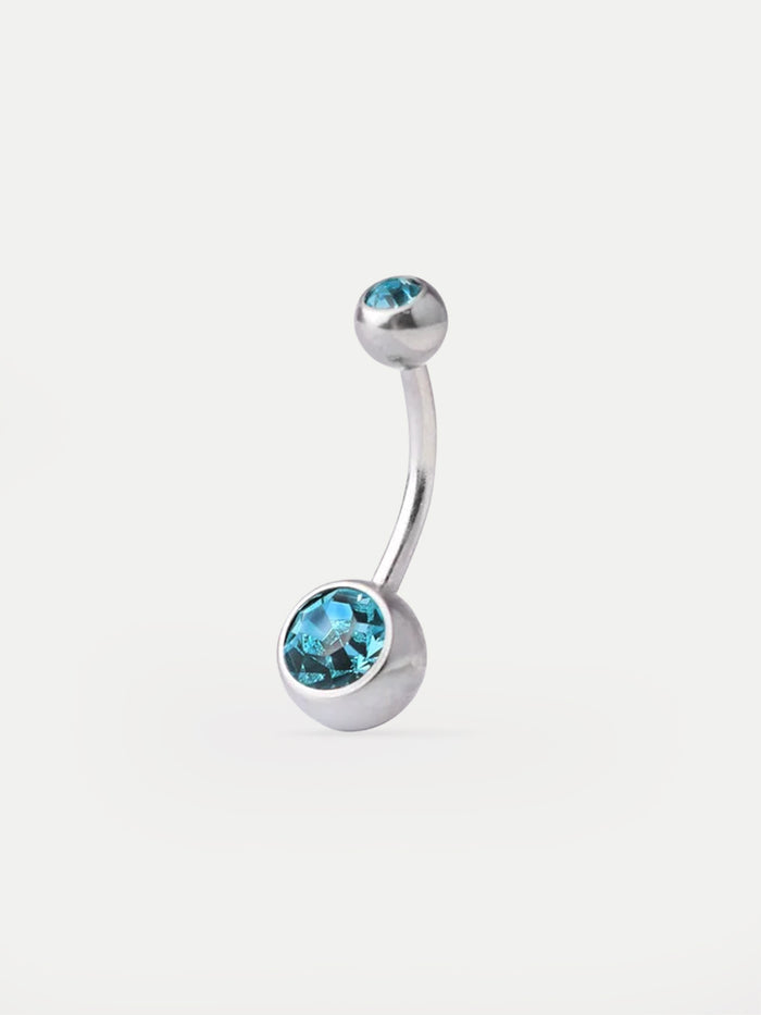 Gem Navel Barbell 14G | Blue-Image 1