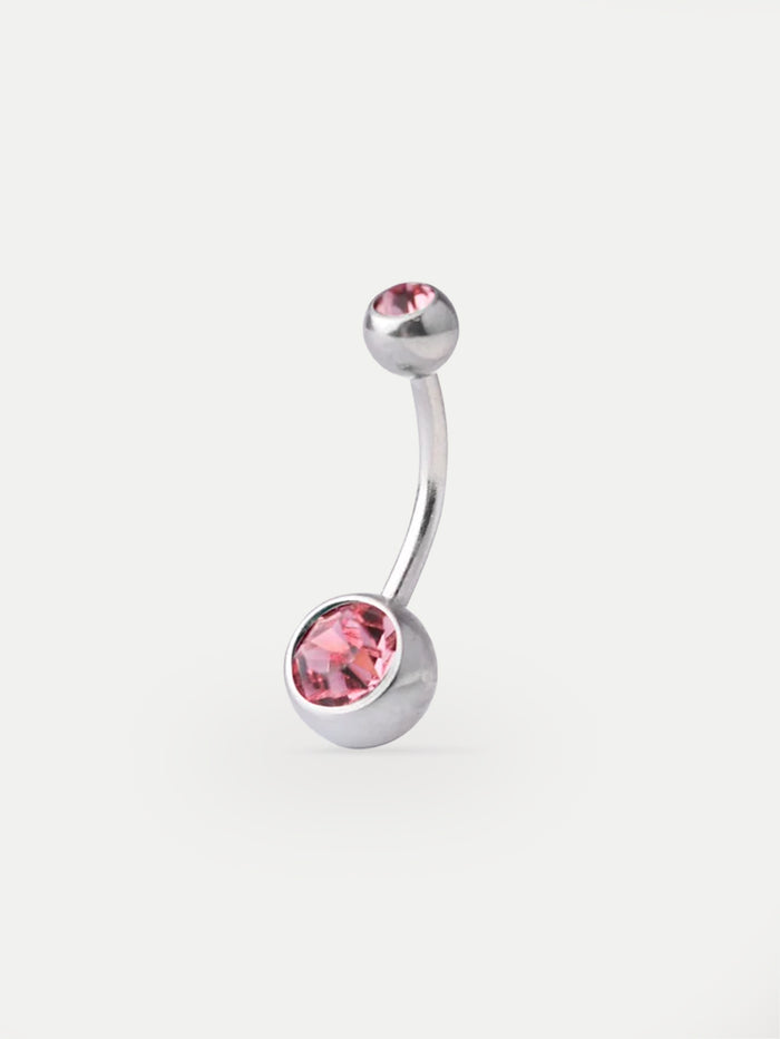 Gem Navel Barbell 14G | Light Pink-Image 1