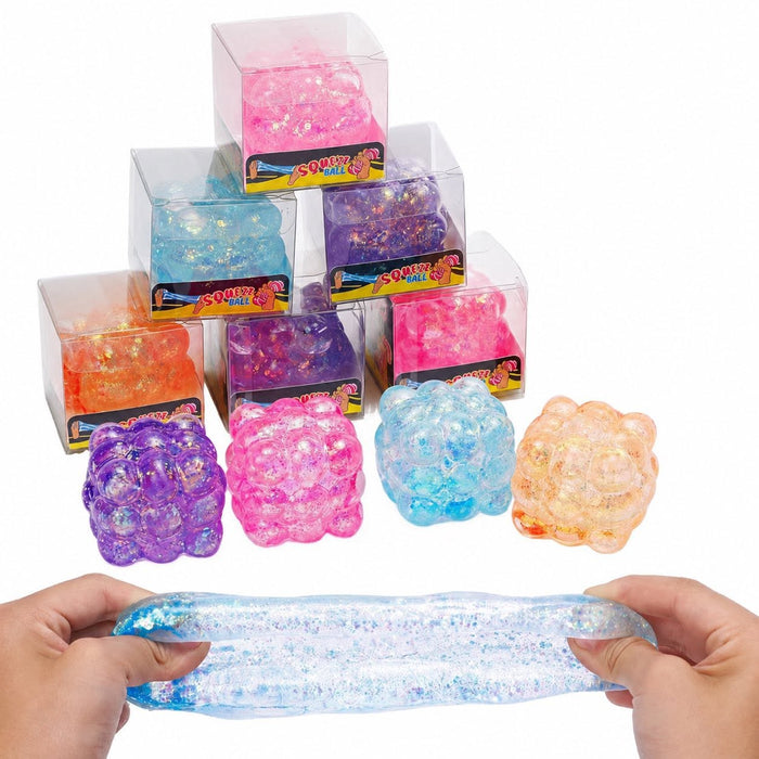 Glitter Bubble Cube Solid Squish Toy