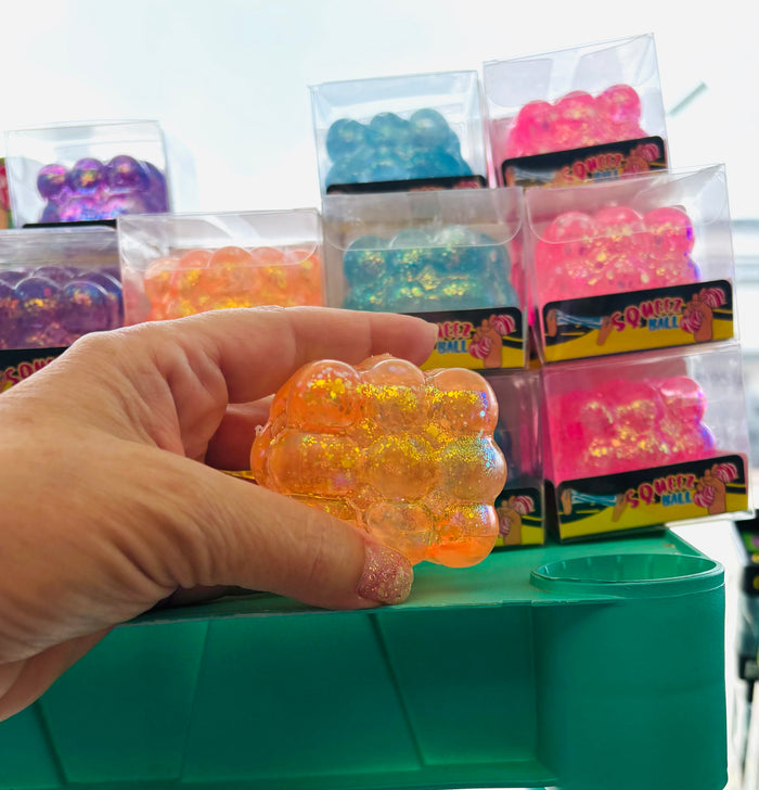 Glitter Bubble Cube Solid Squish Toy