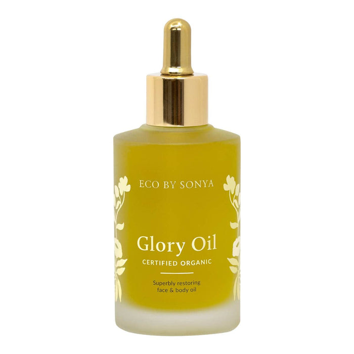 Bottle of Eco by Sonya Glory Oil on a white background.