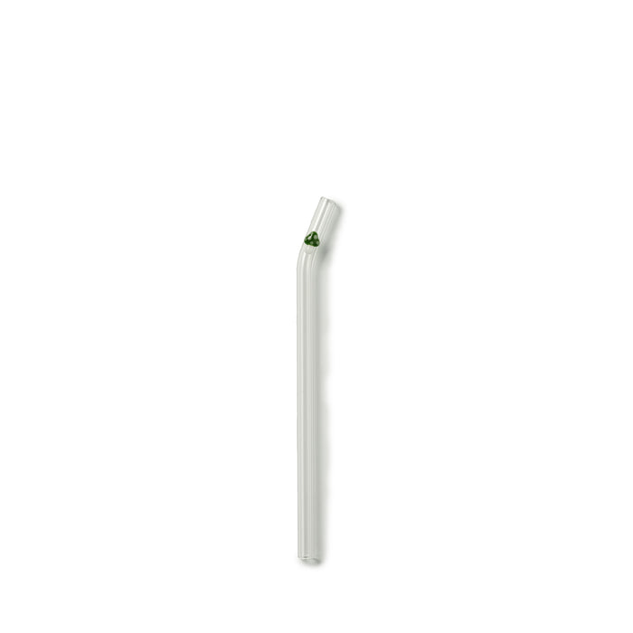 Green Mushroom Curved Glass Straw