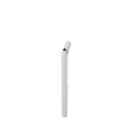 Green Mushroom Curved Glass Straw