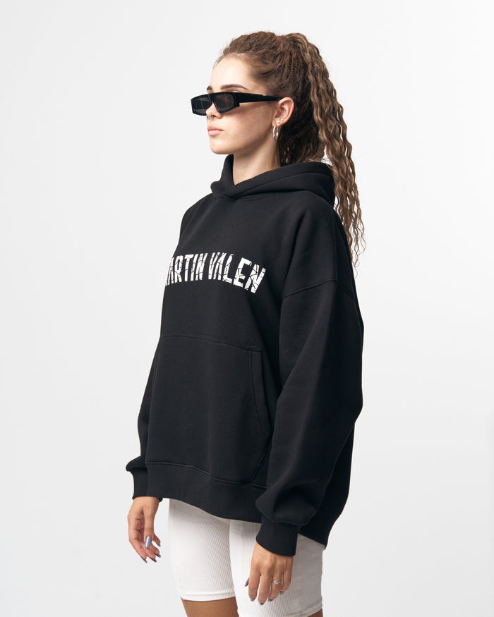 Grieto MV Crack Print Black Oversized Designer Hoodie (2)