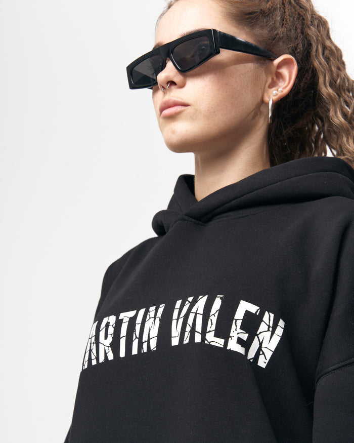 Grieto MV Crack Print Black Oversized Designer Hoodie (4)