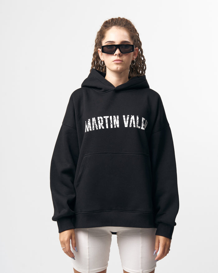 Grieto MV Crack Print Black Oversized Designer Hoodie (6)