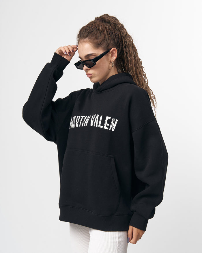 Grieto MV Crack Print Black Oversized Designer Hoodie (7)