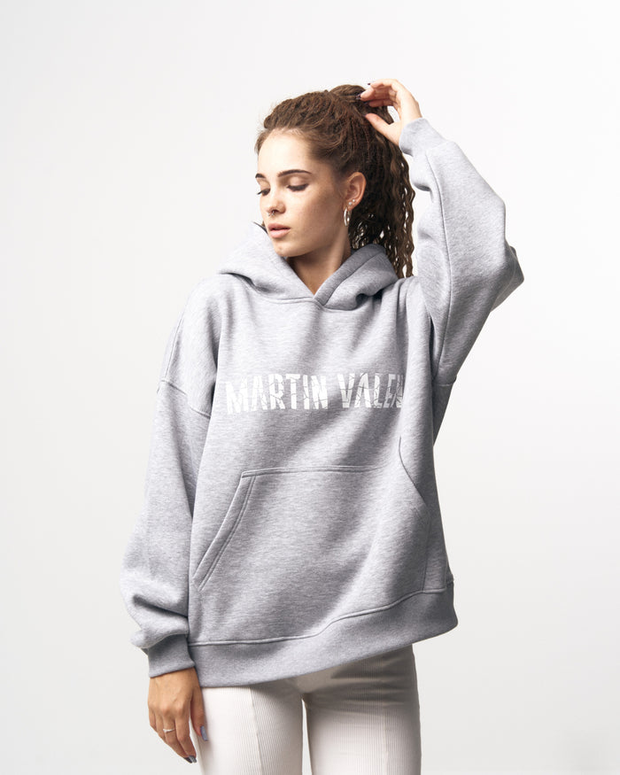 Grieto MV Crack Print Gray Oversized Designer Hoodie (2)