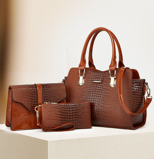 H1881 - Elegant Classic Brown 3pc Handbag Set