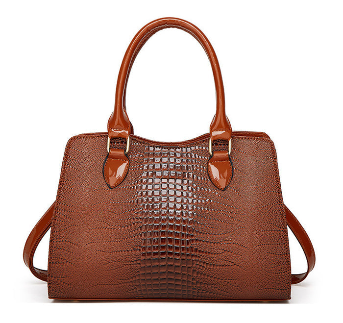 H1881 - Elegant Classic Brown 3pc Handbag Set