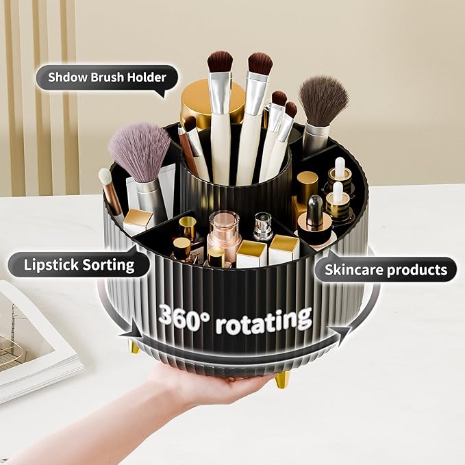 HD632 - 360° Rotating 5 Slot Makeup Brushes Holder Organizer Multi-Functional