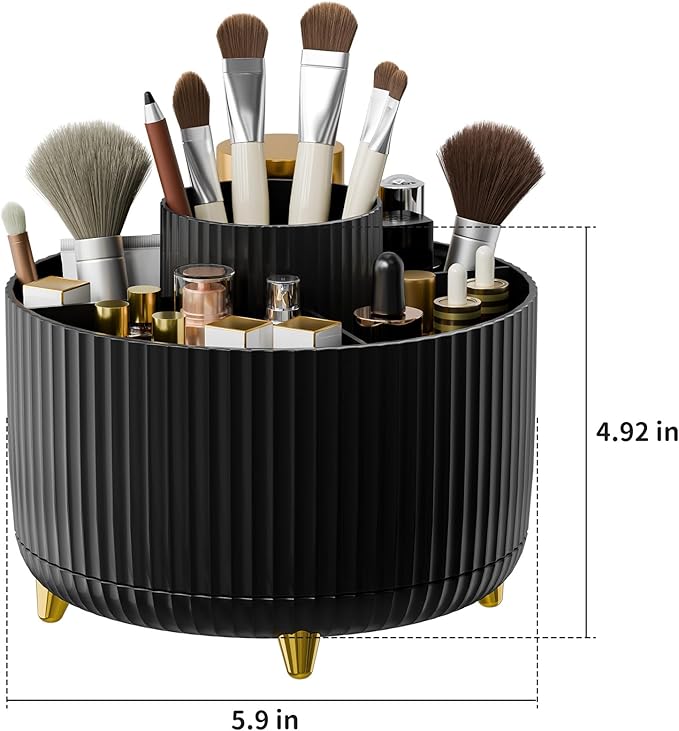 HD632 - 360° Rotating 5 Slot Makeup Brushes Holder Organizer Multi-Functional