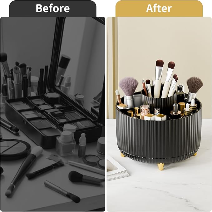 HD632 - 360° Rotating 5 Slot Makeup Brushes Holder Organizer Multi-Functional