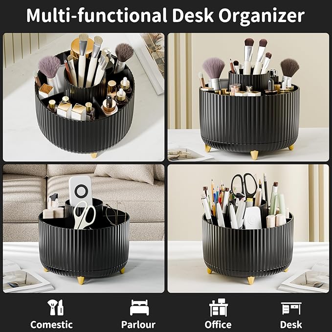 HD632 - 360° Rotating 5 Slot Makeup Brushes Holder Organizer Multi-Functional